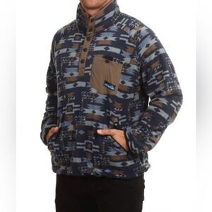 Kavu Teannawa Fleece Pullover Ink Arcade Aztec